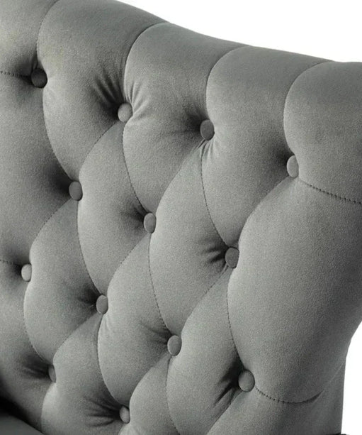 Jacky Chesterfield Chair in Suede - Oak Inside