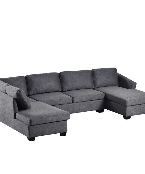 Jeffo Modern Suede Sectional U Shape Sofa