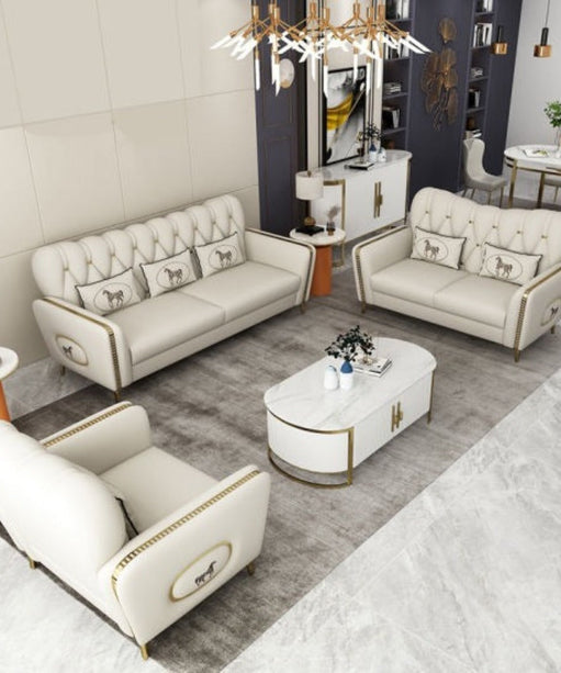 Asian Premium Straight Line Chesterfield Sofa Set in Leatherette