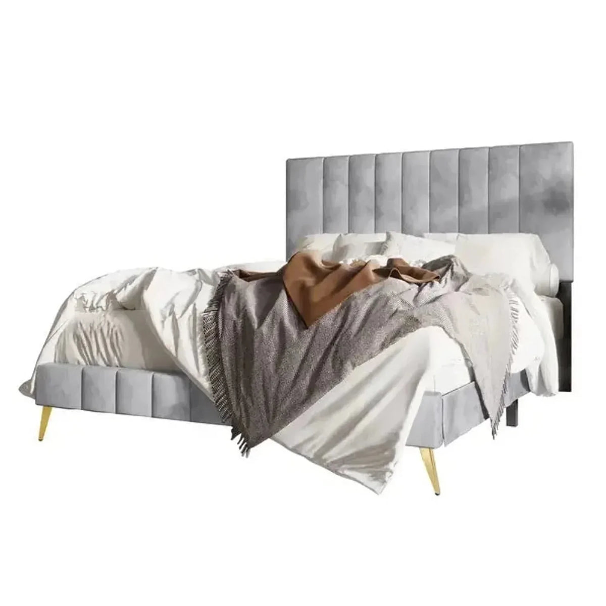 Bravo Luxury Upholstered Bed Without Storage in Suede