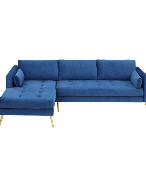 Volly High Back Couch Mid-century Suede SS Legs Chaise Sofa - Oak Inside
