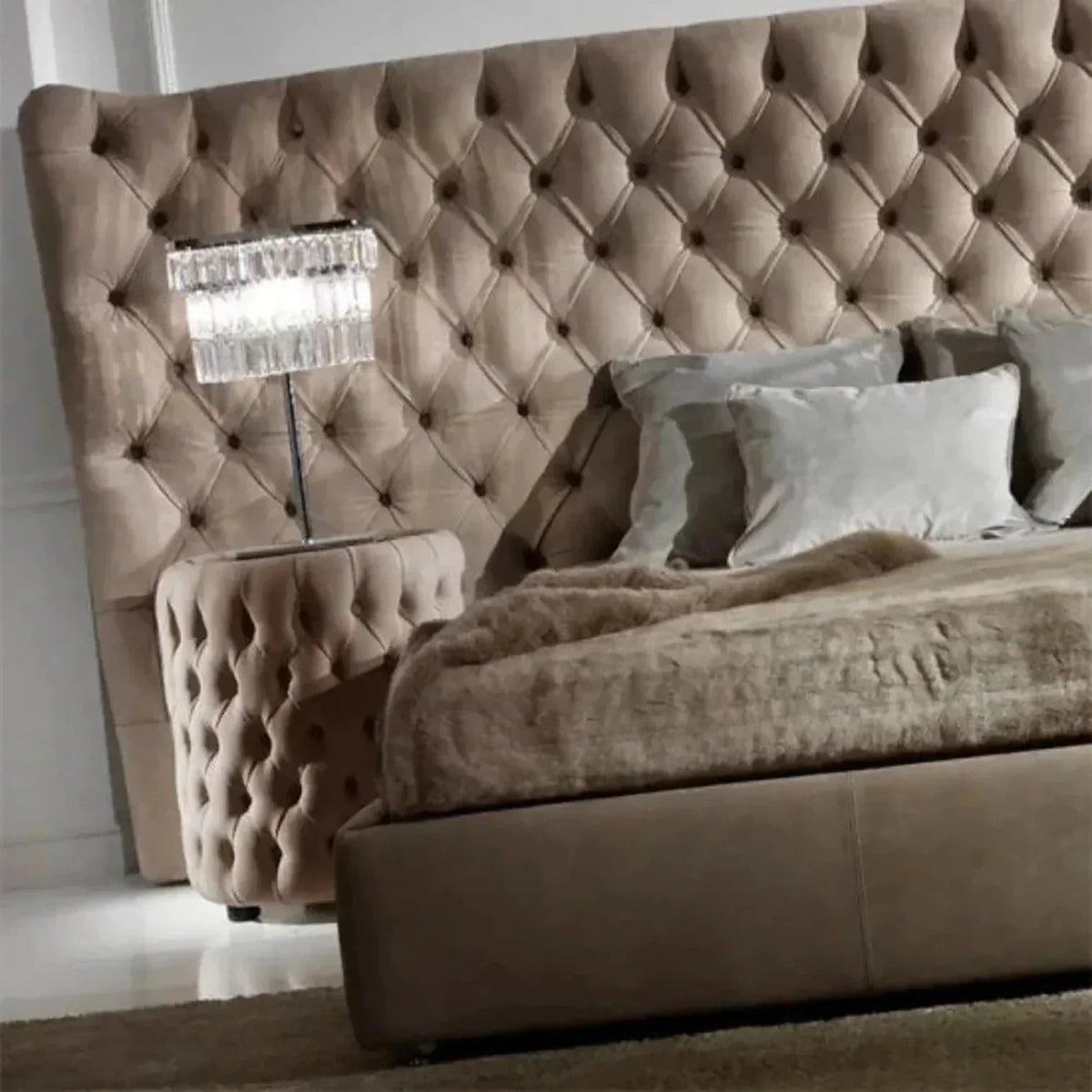 Quilt Nexa Premium Upholstered Bed  in Suede