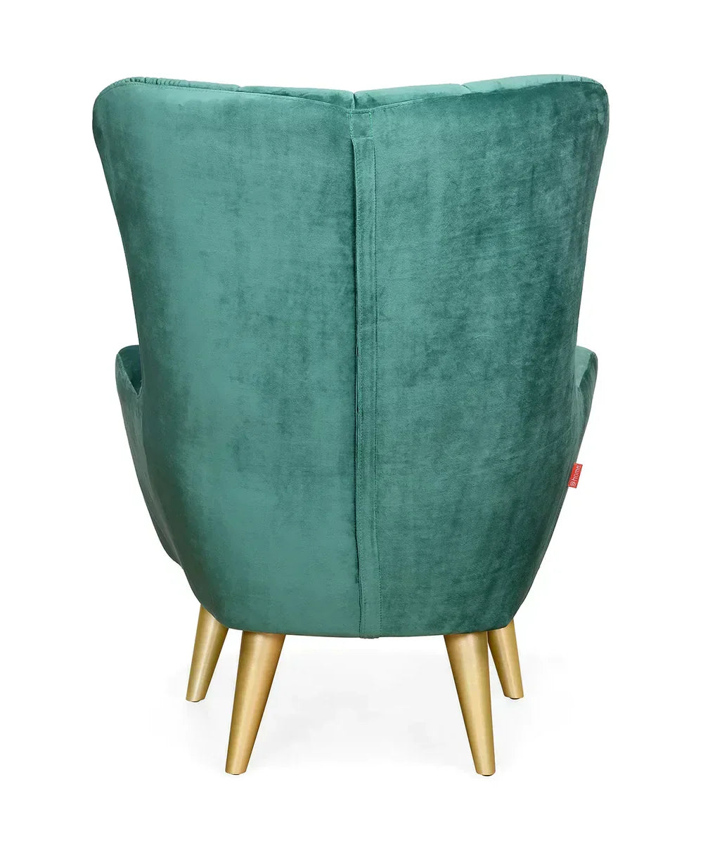 Nano Button-Tufted Wingback Chair In Green