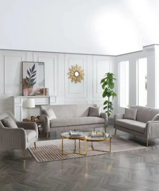 Lexis Luxury Mid-Century Sofa In Suede