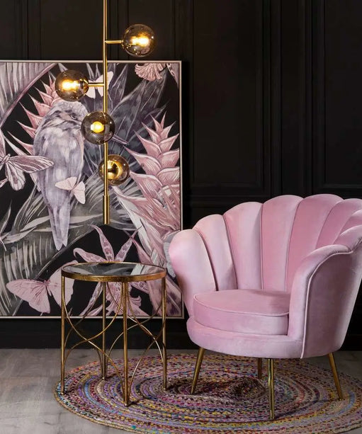 Butterfly Accent Chair in Pink Color - Oak Inside