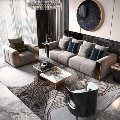Alexa Preimum Modern Sofa Set in Grey Suede Better Leaf