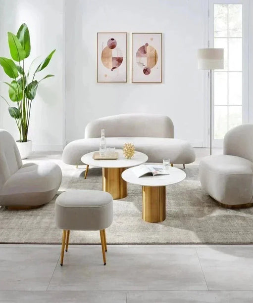 Donald Luxury Modern Suede Sofa Set in Grey (Living Room Combo) - Oak Inside