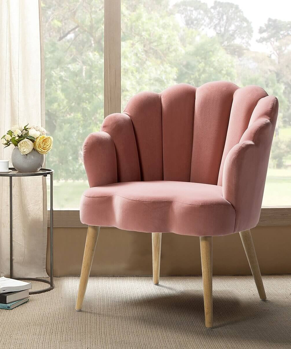 Lotus Upholstered Arm Chair In Velvet