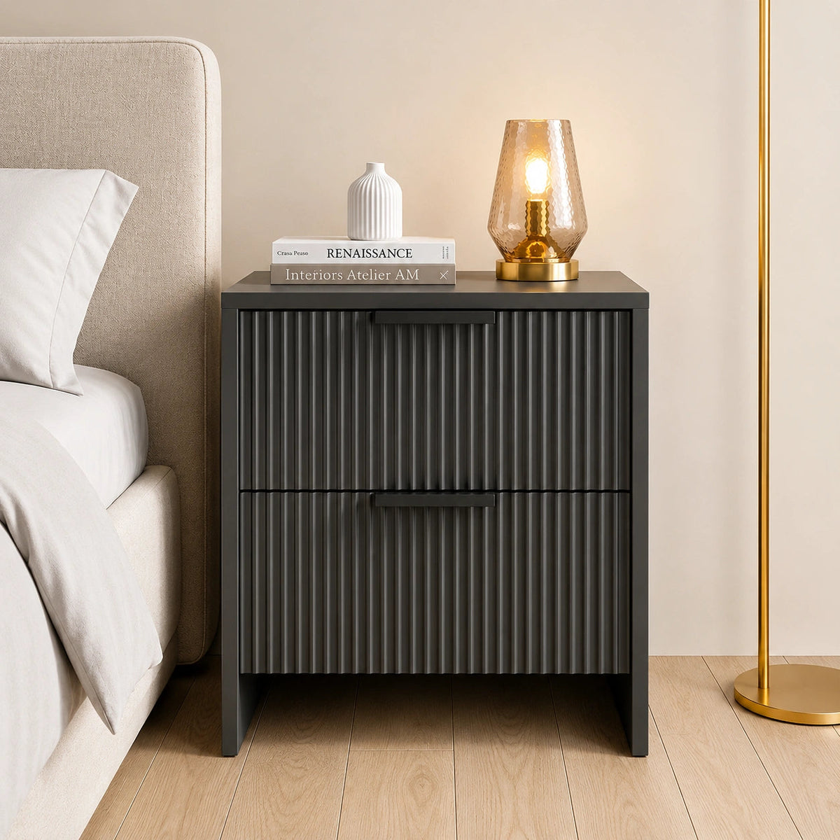 Prestige Solid Wood Side Table with Storage Cabinet