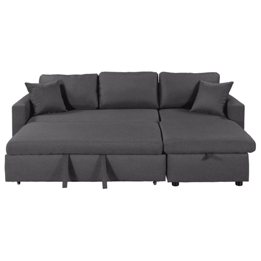 Glossy L-Shaped Sectional Storage Sofa Cum Bed - Oak Inside