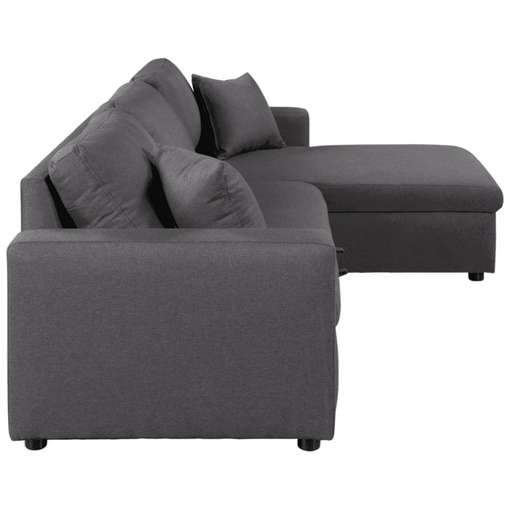 Glossy L-Shaped Sectional Storage Sofa Cum Bed - Oak Inside