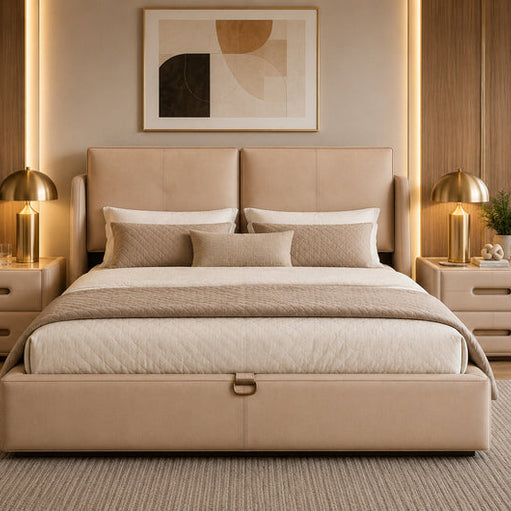 Italian baige leatheright upholstered bed Better Leaf