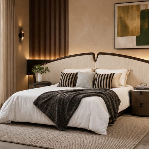Asian Round upholstered bed Better Leaf