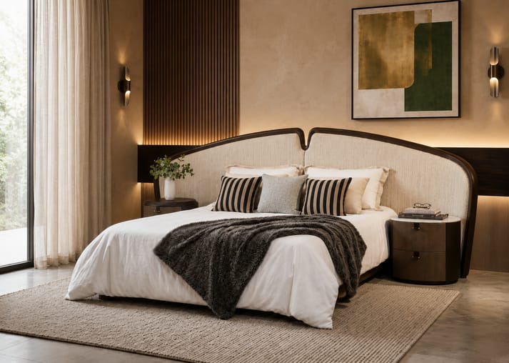 Asian Round upholstered bed Better Leaf