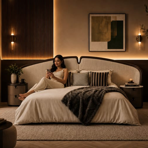 Asian Round upholstered bed Better Leaf