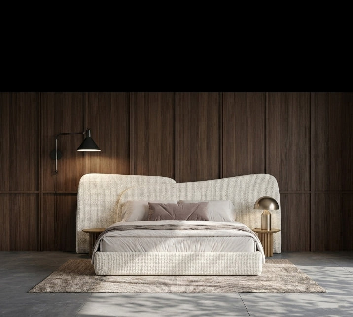 Ronaldo carved upholstered bed Better Leaf