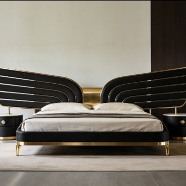 Butterfly black golden Upholshaterd bed Better Leaf