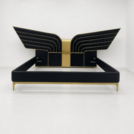 Butterfly black golden Upholshaterd bed Better Leaf