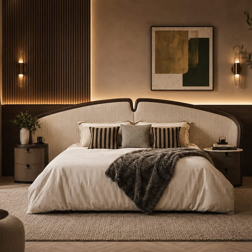 Asian Round upholstered bed Better Leaf