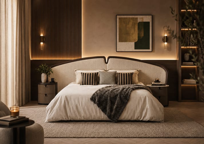 Asian Round upholstered bed Better Leaf