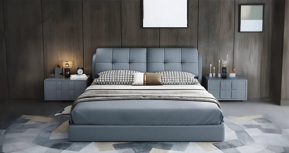 Tafino IMP dark grey in leatheright upholstered bed