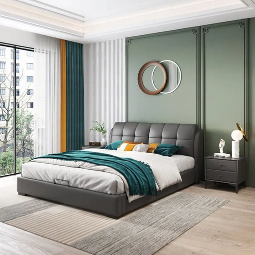 Tafino IMP dark grey in leatheright upholstered bed