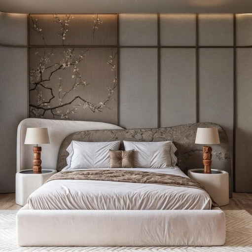 Malaysian luxurious with side table upholstered bed