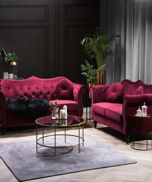 Wills Luxury Chesterfield Sofa Set in Suede